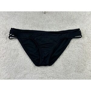 Mossimo Bikini Bottom Womens Medium Black Hipster Swim Strappy Sides Target Pool